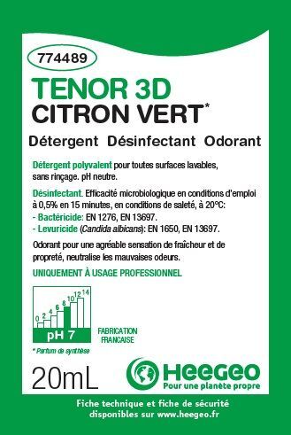 Nettoyant sols en dosettes TENOR 3D parfum CITRON (20ml)