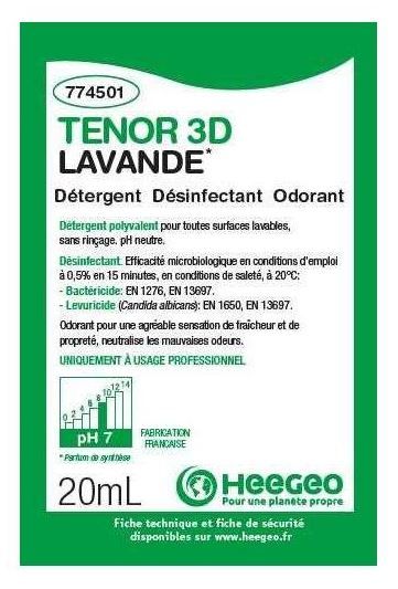 Nettoyant sols en dosettes TENOR 3D parfum LAVANDE (20ml)