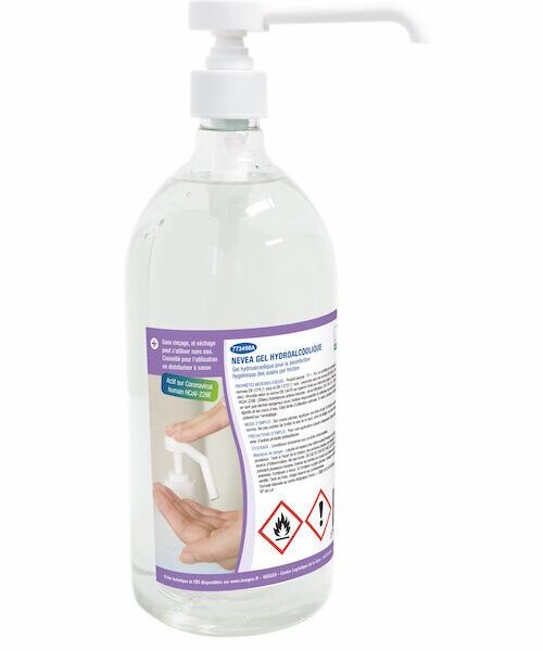 Gel hydroalcoolique désinfectant NEVEA avec pompe bec long