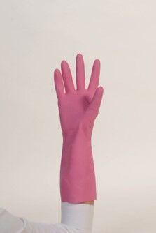 Gant de ménage latex ROSE flocké coton M