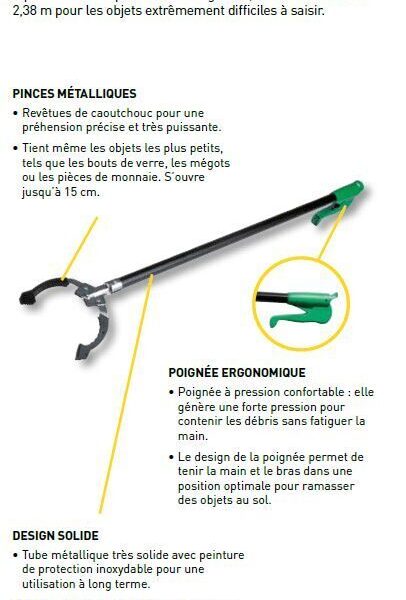 Ramasse déchets poignée plastique (90cm)